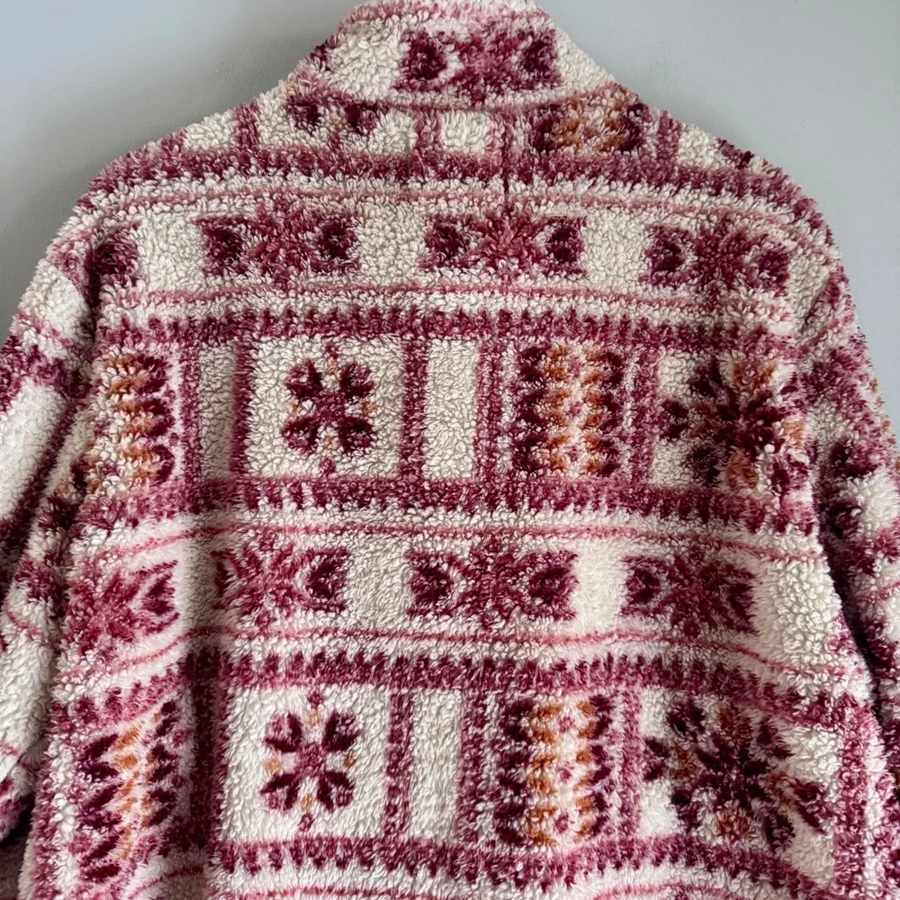 Lucky Brand Aztec Print Sherpa Full Zip Jacket Size XL